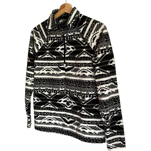 EDDIE BAUER | Lightweight Aztec Print Fleece Half Zip Sz XS - Picture 3 of 8